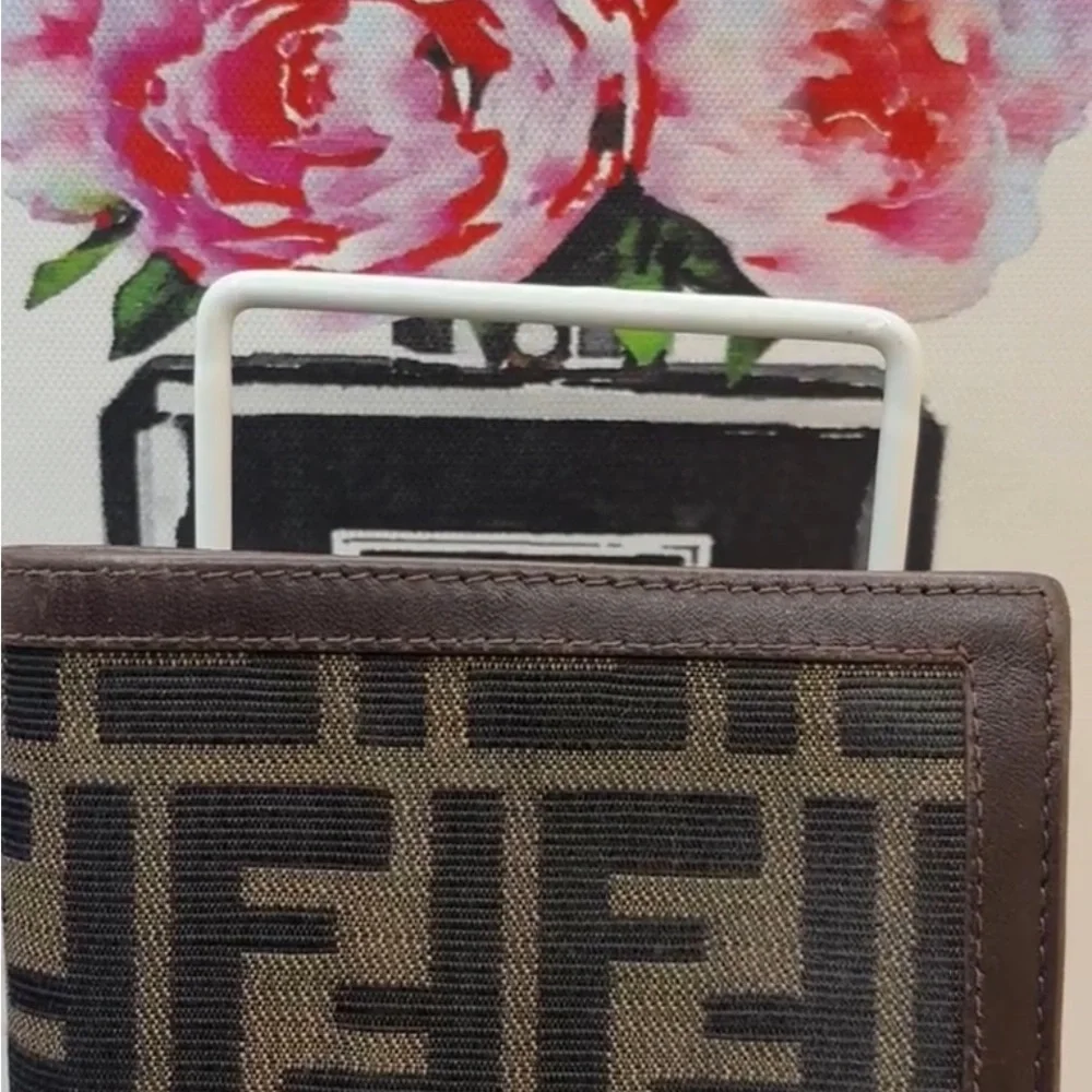 Fendi Black and Brown FF Logo Wallet